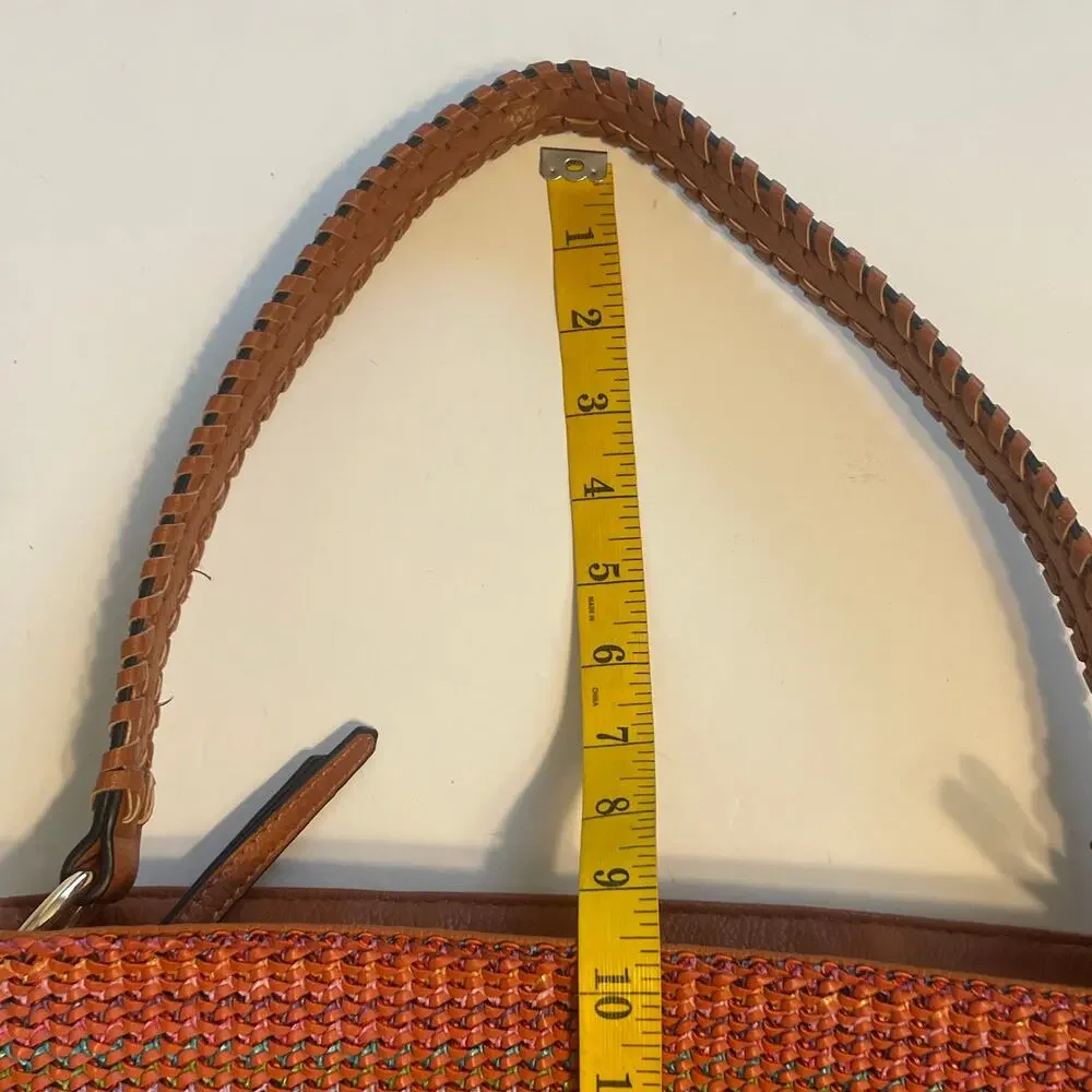 Sondra Roberts Squared Boho Hobo Bag Brown & Orange Multicolor Tassel Braided